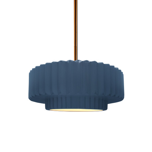 Small Tier Pleated 1-Light Pendant (254|CER-6550-MID-BRSS-RIGID-LED1-700)