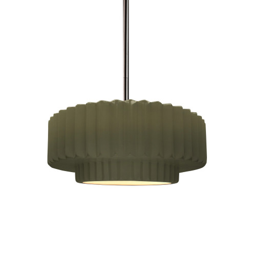 Small Tier Pleated 1-Light Pendant (254|CER-6550-MGRN-NCKL-RIGID-LED1-700)