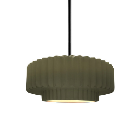 Small Tier Pleated 1-Light Pendant (254|CER-6550-MGRN-MBLK-RIGID-LED1-700)