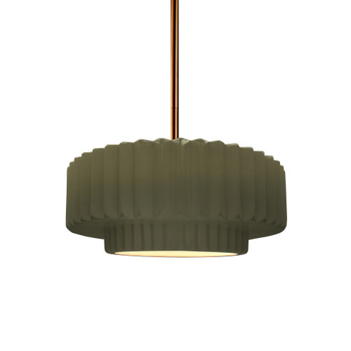 Small Tier Pleated 1-Light Pendant (254|CER-6550-MGRN-BRSS-RIGID)