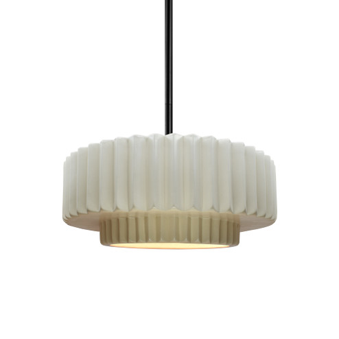 Small Tier Pleated 1-Light Pendant (254|CER-6550-MAT-MBLK-RIGID-LED1-700)