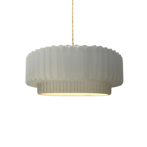 Small Tier Pleated 1-Light Pendant (254|CER-6550-MAT-MBLK-BEIG-TWST-LED1-700)