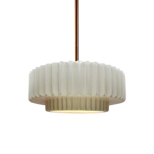 Small Tier Pleated 1-Light Pendant (254|CER-6550-MAT-BRSS-RIGID-LED1-700)