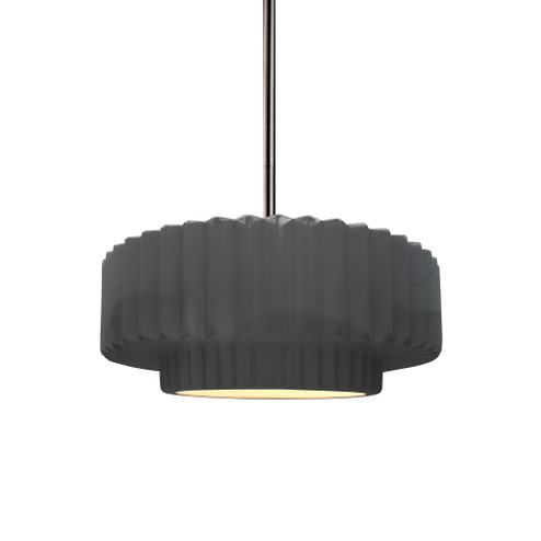 Small Tier Pleated 1-Light Pendant (254|CER-6550-GRY-NCKL-RIGID-LED1-700)