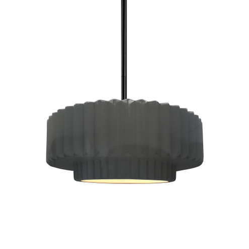 Small Tier Pleated 1-Light Pendant (254|CER-6550-GRY-MBLK-RIGID)
