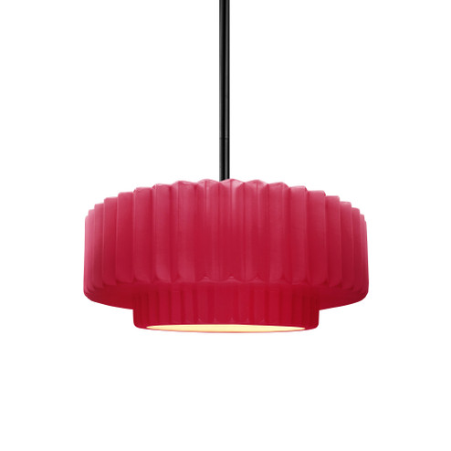 Small Tier Pleated 1-Light Pendant (254|CER-6550-CRSE-MBLK-RIGID-LED1-700)