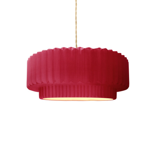 Small Tier Pleated 1-Light Pendant (254|CER-6550-CRSE-BRSS-BEIG-TWST-LED1-700)