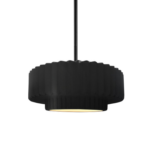 Small Tier Pleated 1-Light Pendant (254|CER-6550-CRB-MBLK-RIGID)