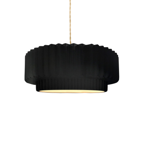 Small Tier Pleated 1-Light Pendant (254|CER-6550-CRB-MBLK-BEIG-TWST)