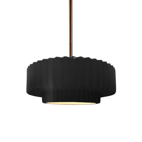 Small Tier Pleated 1-Light Pendant (254|CER-6550-CRB-BRSS-RIGID-LED1-700)