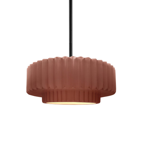 Small Tier Pleated LED 1-Light Pendant (254|CER-6550-CLAY-MBLK-RIGID-LED1-700)