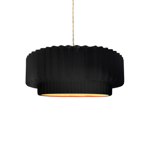Small Tier Pleated 1-Light Pendant (254|CER-6550-CBGD-BRSS-BEIG-TWST)