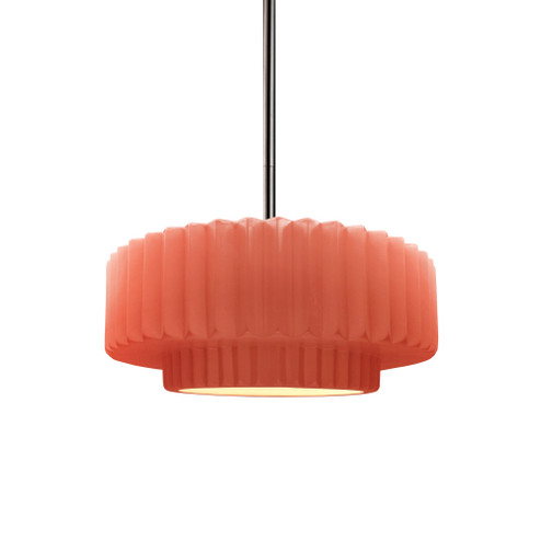 Small Tier Pleated 1-Light Pendant (254|CER-6550-BSH-NCKL-RIGID-LED1-700)