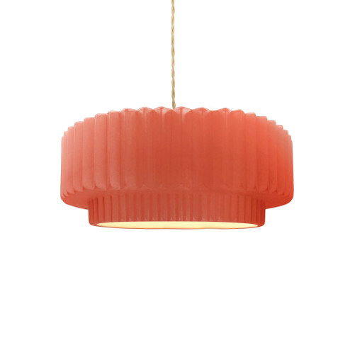 Small Tier Pleated 1-Light Pendant (254|CER-6550-BSH-NCKL-BEIG-TWST)