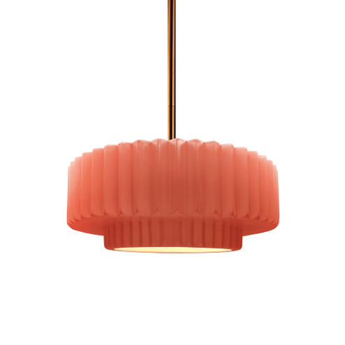 Small Tier Pleated 1-Light Pendant (254|CER-6550-BSH-BRSS-RIGID)