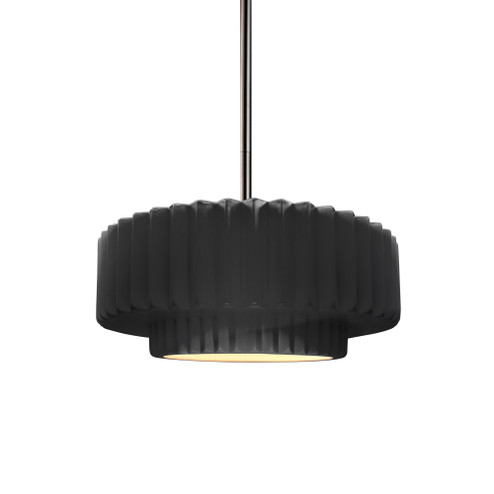 Small Tier Pleated 1-Light Pendant (254|CER-6550-BLK-NCKL-RIGID-LED1-700)