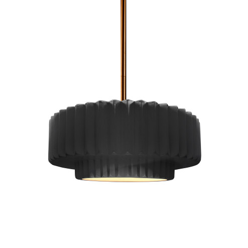 Small Tier Pleated LED 1-Light Pendant (254|CER-6550-BLK-BRSS-RIGID-LED1-700)