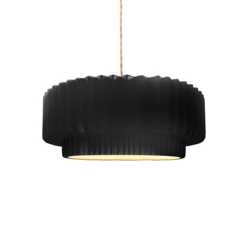 Small Tier Pleated 1-Light Pendant (254|CER-6550-BLK-BRSS-BEIG-TWST)