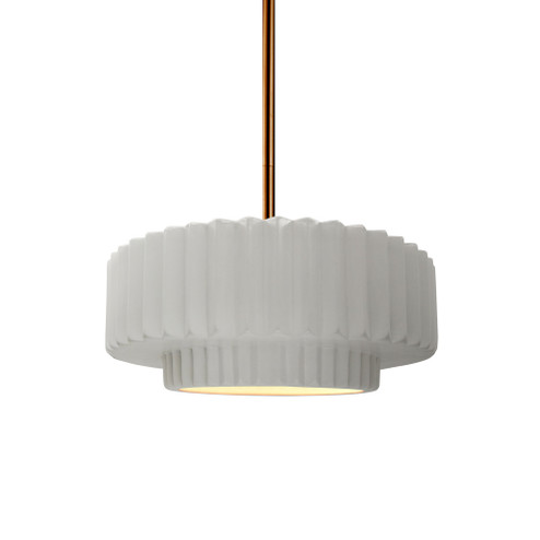 Small Tier Pleated 1-Light Pendant (254|CER-6550-BIS-BRSS-RIGID)