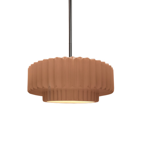 Small Tier Pleated 1-Light Pendant (254|CER-6550-ADOB-NCKL-RIGID-LED1-700)