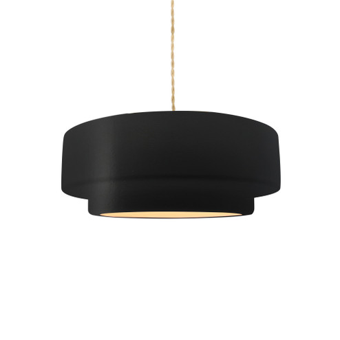 Small Tier 1-Light Pendant (254|CER-6540-CRB-MBLK-BEIG-TWST)