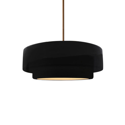 Small Tier 1-Light Pendant (254|CER-6540-BLK-BRSS-RIGID)