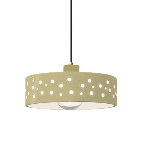 Perforated Dish 1-Light Pendant (254|CER-6467-VAN-ABRS-BKCD)
