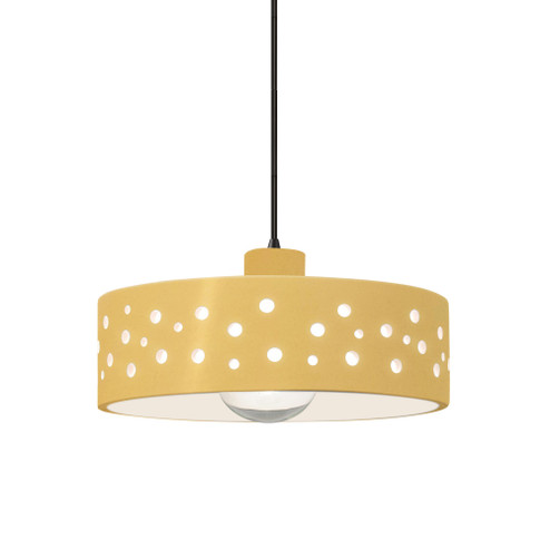 Perforated Dish 1-Light Pendant (254|CER-6467-MYLW-MBLK-BKCD-LED1-700)