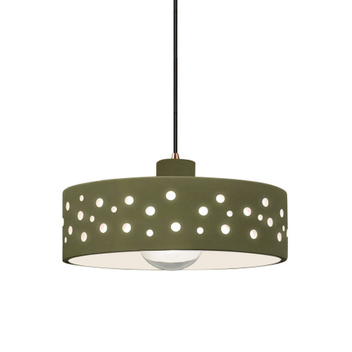 Perforated Dish 1-Light Pendant (254|CER-6467-MGRN-DBRZ-BKCD)