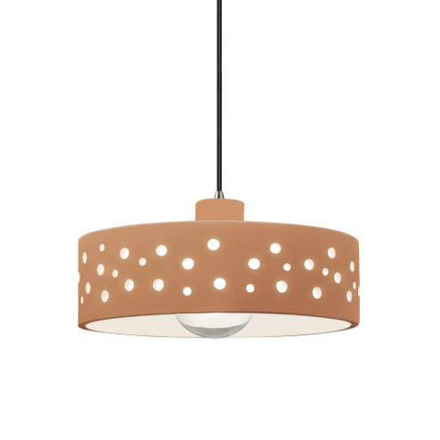 Perforated Dish 1-Light Pendant (254|CER-6467-ADOB-CROM-BKCD)
