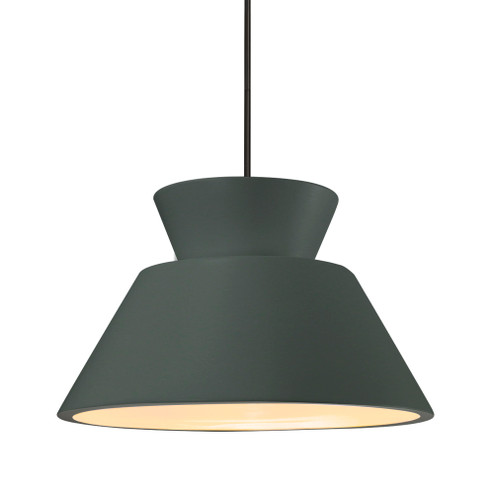 Medium Trapezoid 1-Light Pendant (254|CER-6423-PWGN-MBLK-RIGID)
