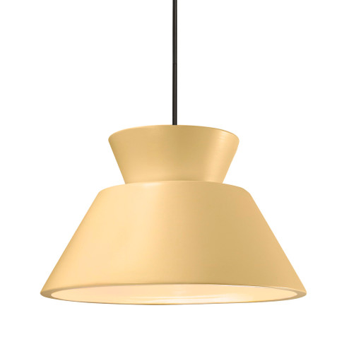Medium Trapezoid 1-Light Pendant (254|CER-6423-MYLW-MBLK-RIGID-LED1-700)