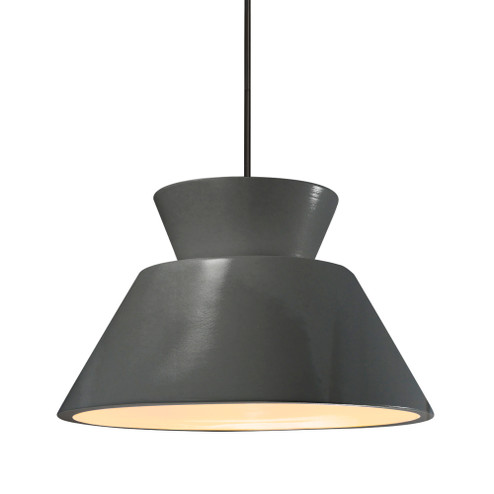 Medium Trapezoid 1-Light Pendant (254|CER-6423-GRY-MBLK-RIGID)