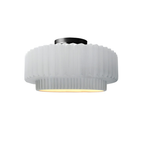 Small Tier Pleated Semi-Flush (254|CER-6370-WHT-MBLK-LED1-700)
