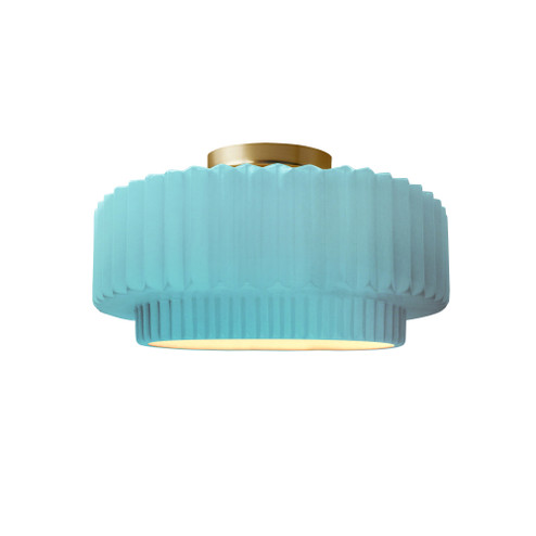 Small Tier Pleated Semi-Flush (254|CER-6370-RFPL-BRSS-LED1-700)