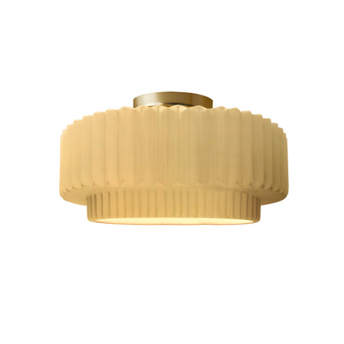 Small Tier Pleated Semi-Flush (254|CER-6370-MYLW-BRSS-LED1-700)