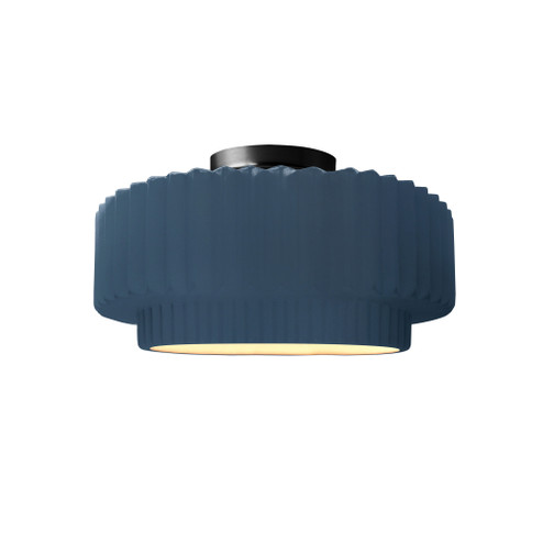 Small Tier Pleated Semi-Flush (254|CER-6370-MID-MBLK-LED1-700)