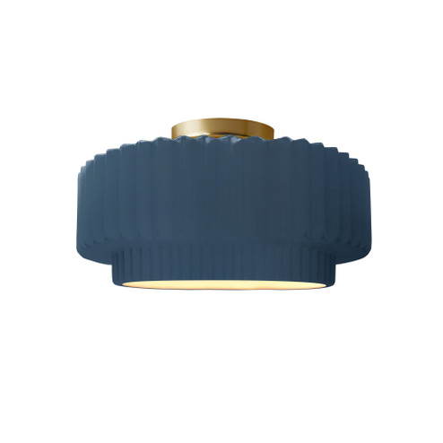 Small Tier Pleated LED Semi-Flush (254|CER-6370-MDMT-BRSS-LED1-700)