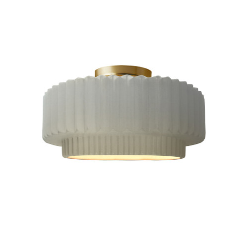 Small Tier Pleated Semi-Flush (254|CER-6370-MAT-BRSS)