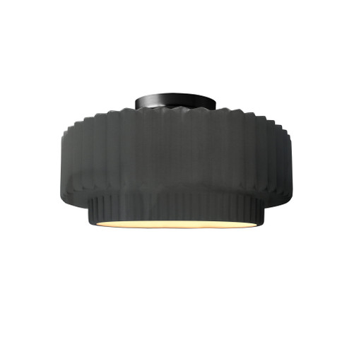 Small Tier Pleated LED Semi-Flush (254|CER-6370-GRY-MBLK-LED1-700)