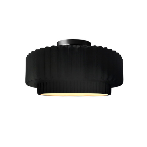 Small Tier Pleated Semi-Flush (254|CER-6370-CRB-MBLK)