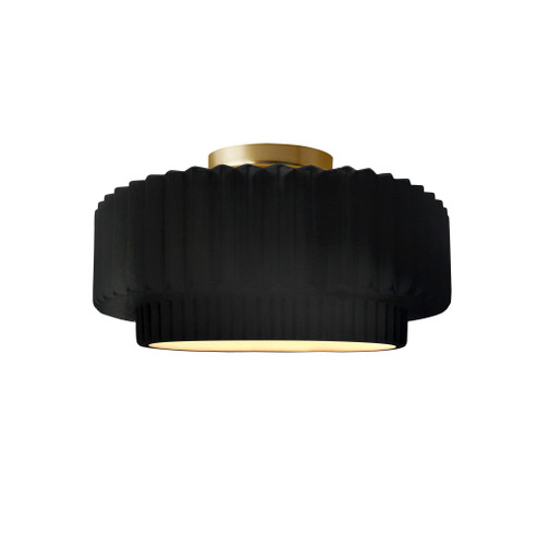 Small Tier Pleated Semi-Flush (254|CER-6370-CRB-BRSS)