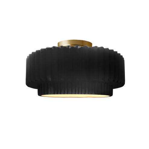 Small Tier Pleated Semi-Flush (254|CER-6370-BKMT-BRSS)