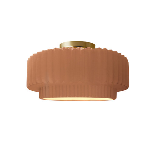 Small Tier Pleated Semi-Flush (254|CER-6370-ADOB-BRSS)