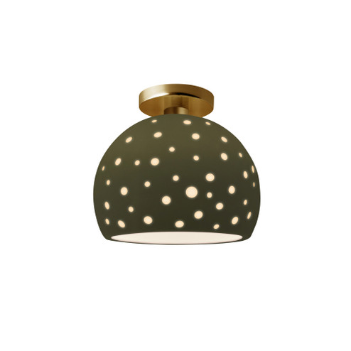 Perforated Medium Globe Semi-Flush (254|CER-6359-MGRN-BRSS)