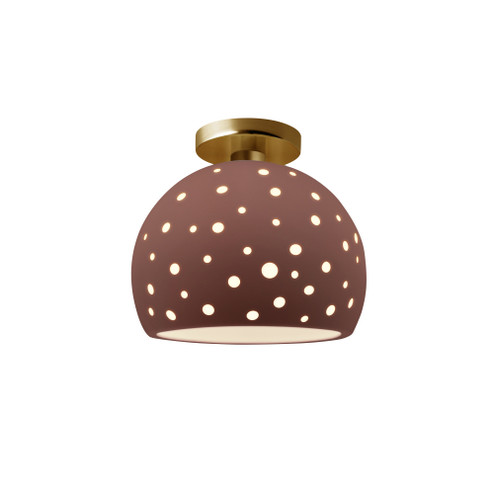 Perforated Medium Globe Semi-Flush (254|CER-6359-CLAY-BRSS)