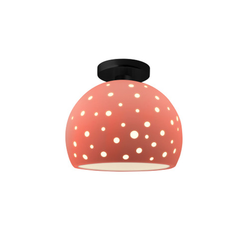 Perforated Medium Globe Semi-Flush (254|CER-6359-BSH-MBLK-LED1-700)