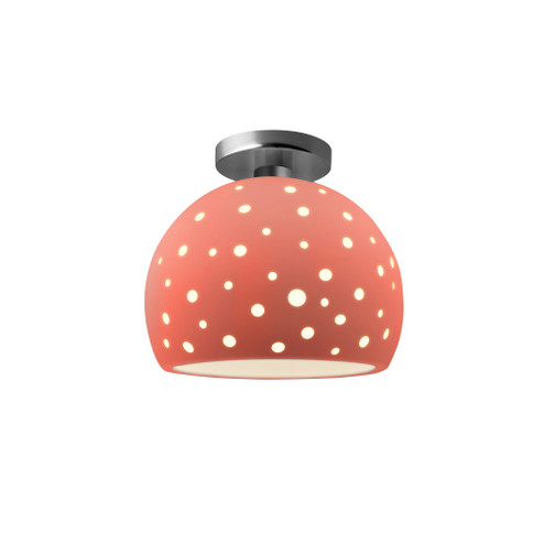 Perforated Medium Globe Semi-Flush (254|CER-6359-BSH-NCKL)