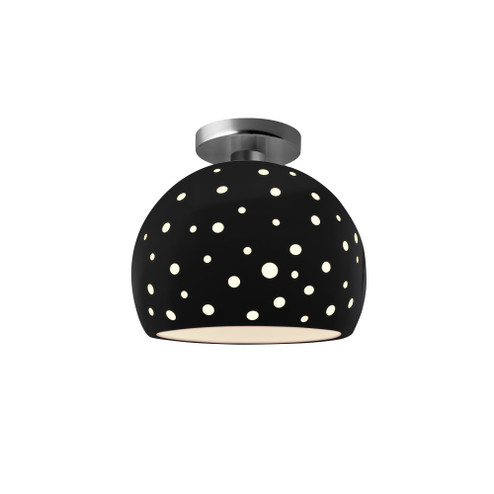 Perforated Medium Globe Semi-Flush (254|CER-6359-BLK-NCKL-LED1-700)