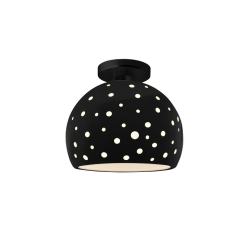 Perforated Medium Globe Semi-Flush (254|CER-6359-BLK-MBLK-LED1-700)